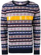 Junya Watanabe Man Contrast Stripe Knitted Jumper - Blue