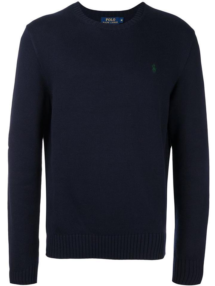 Polo Ralph Lauren Crew Neck Jumper, Men's, Size: Small, Blue, Cotton