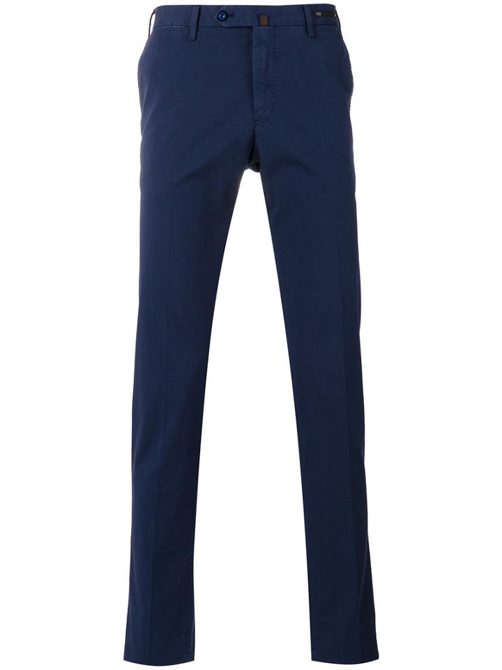 Pt01 - Slim Fit Chino Trousers - Men - Cotton/spandex/elastane - 48, Blue, Cotton/spandex/elastane