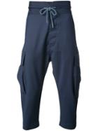 Vivienne Westwood Man - Drop-crotch Cropped Trousers - Men - Virgin Wool - 44, Blue, Virgin Wool