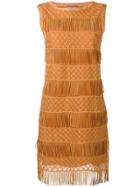 Alberta Ferretti Short Fringed Dress - Neutrals