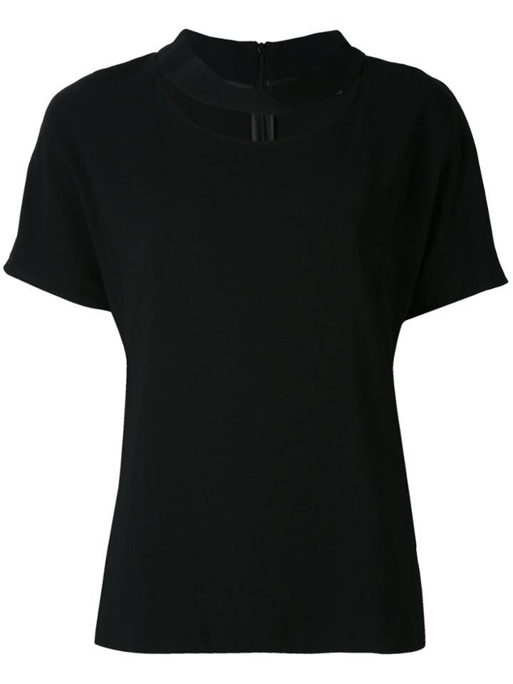 Eleventy Cut-out Round Neck T-shirt - Black