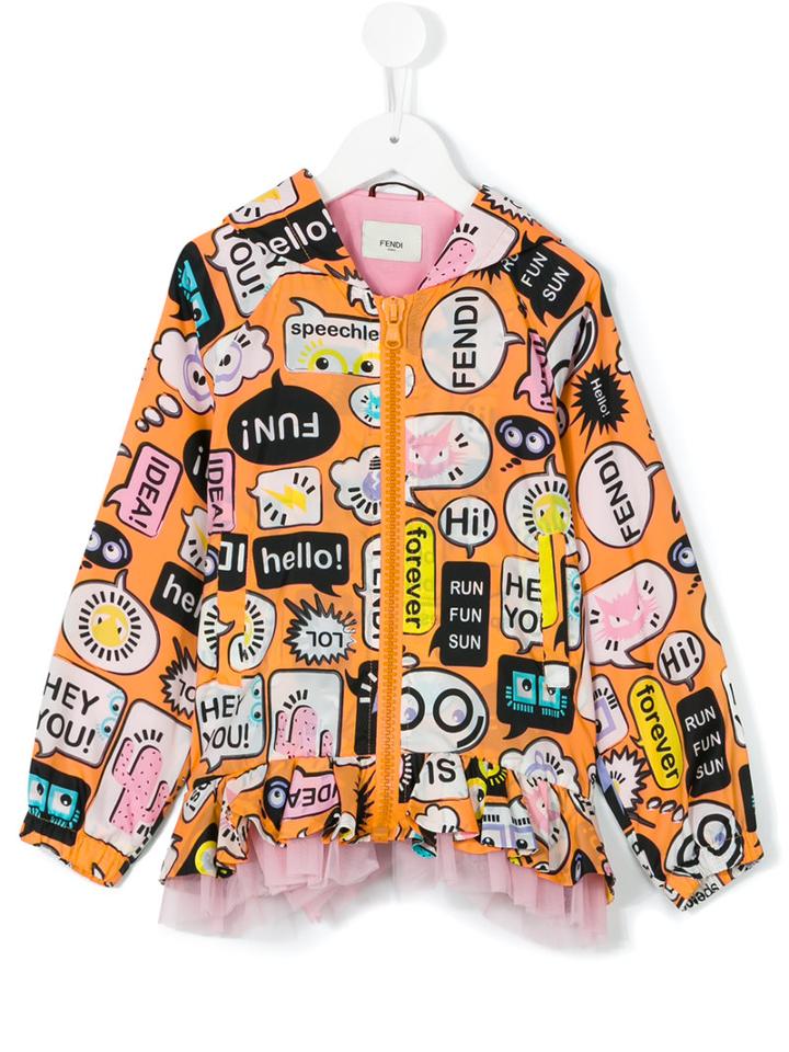 Fendi Kids - Graphic Faces Print Jacket - Kids - Cotton/polyamide/spandex/elastane - 6 Yrs, Yellow/orange