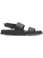 Del Carlo Double Strap Buckled Ankle Sandals - Black