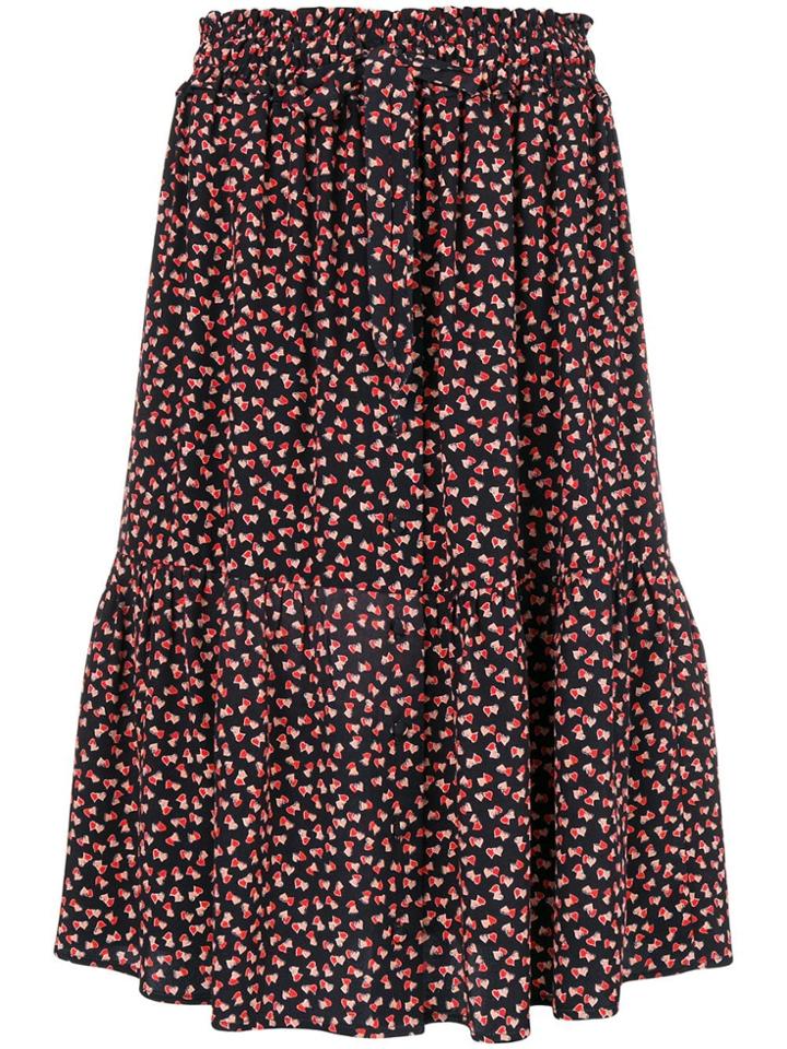 Chinti & Parker Love Heart Print Skirt - Black