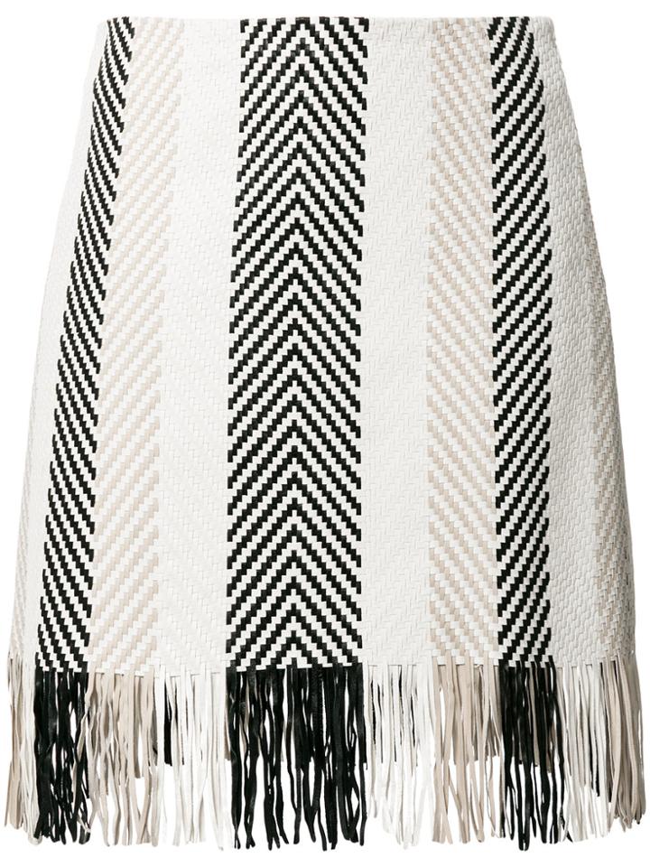 Drome Woven Fringe Skirt - White