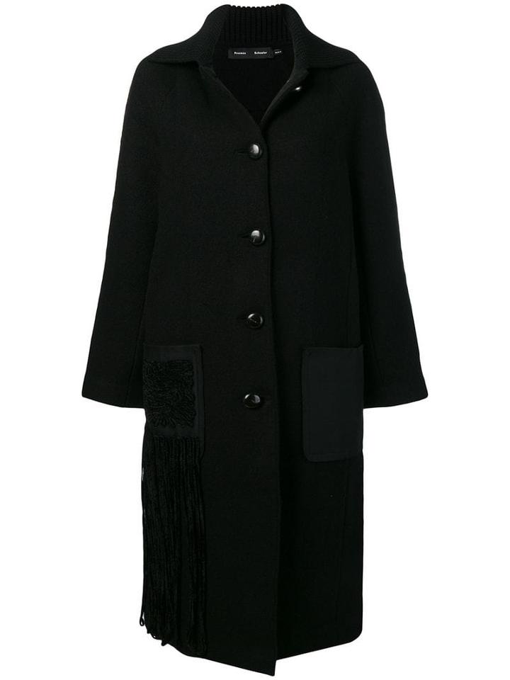 Proenza Schouler Chenille Embroidered Knit Coat - Black