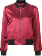 3x1 Zipped Bomber Jacket, Women's, Size: Medium, Red, Polyester/rayon/cotton