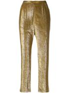 Mes Demoiselles Metallic Cropped Trousers - Gold