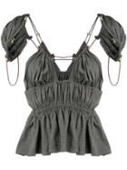 Y / Project Drawstring Strap Peplum Top - Grey