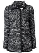 Giambattista Valli Long Tweed Jacket, Women's, Size: 42, Black, Viscose/polyester/polyamide/leather