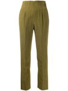 Romeo Gigli Pre-owned 1990's Striped Skinny Cropped Trousers - Green