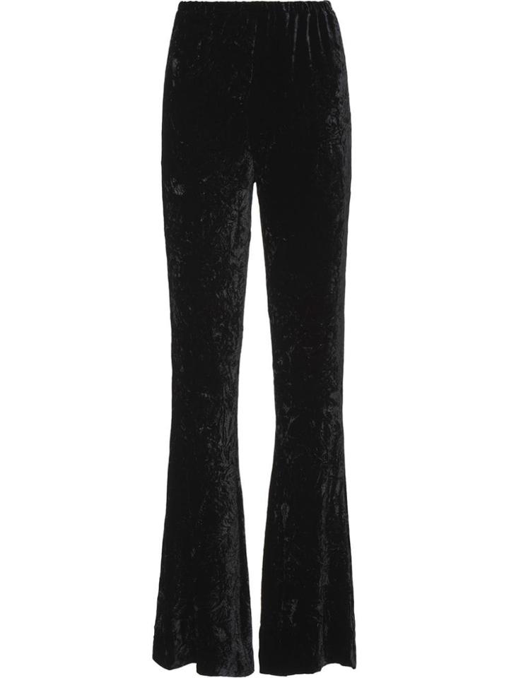 Miu Miu Flared Crushed Velvet Trousers - Black