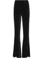 Miu Miu Flared Crushed Velvet Trousers - Black