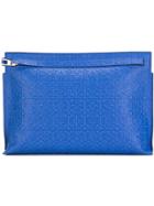 Loewe Logo Embossed T Clutch - Blue