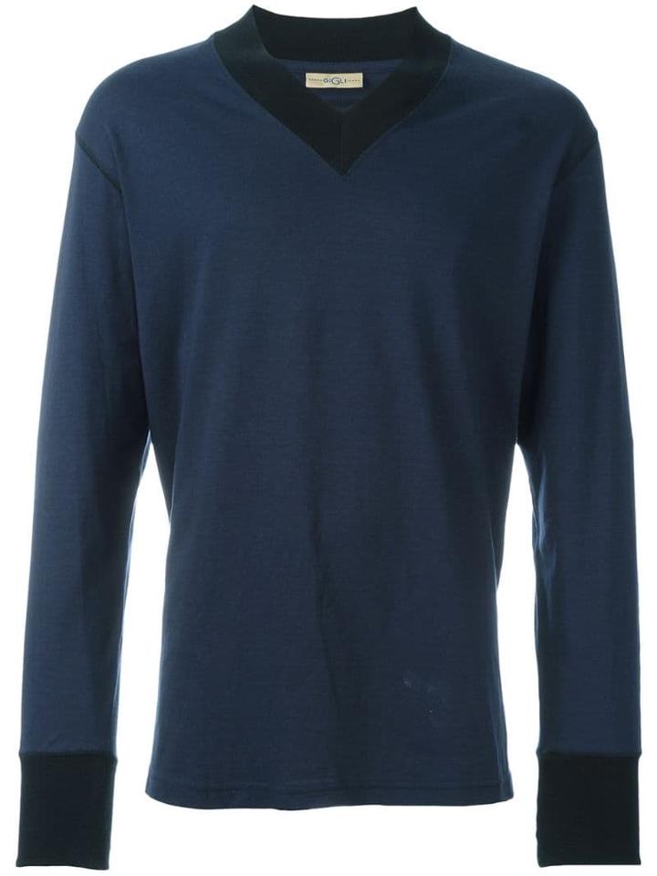 Romeo Gigli Pre-owned Ribbed V-neck Jumper - Blue