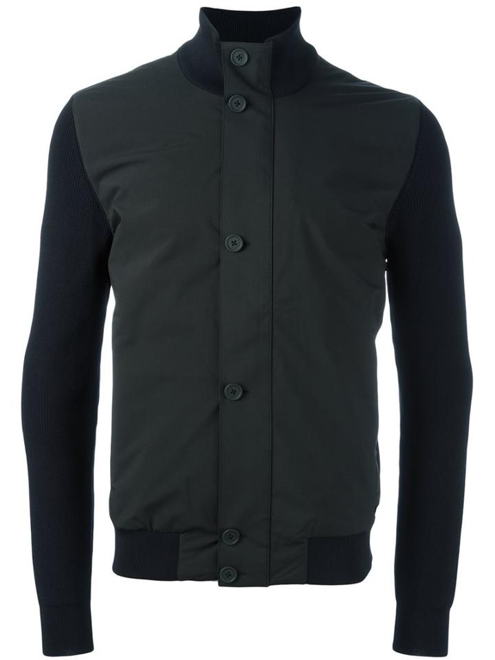 Z Zegna Button Down Bomber Jacket, Men's, Size: Medium, Black, Polyamide/polyester