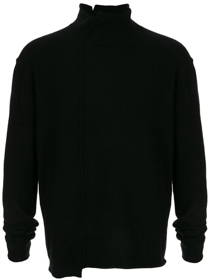 Isabel Benenato Asymmetric Turtle Neck Sweater - Black
