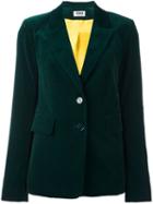 Sonia By Sonia Rykiel Velvet Effect Single Breasted Blazer, Women's, Size: 40, Green, Cotton/spandex/elastane/viscose