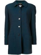 Chanel Pre-owned Slim Tweed Coat - Blue