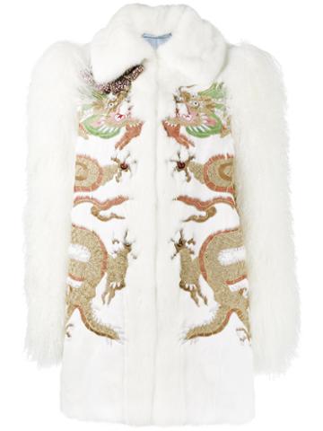 Gucci - Embroidered Fur Jacket - Women - Silk/goat Fur/mink Fur/lamb Fur - 42, White, Silk/goat Fur/mink Fur/lamb Fur