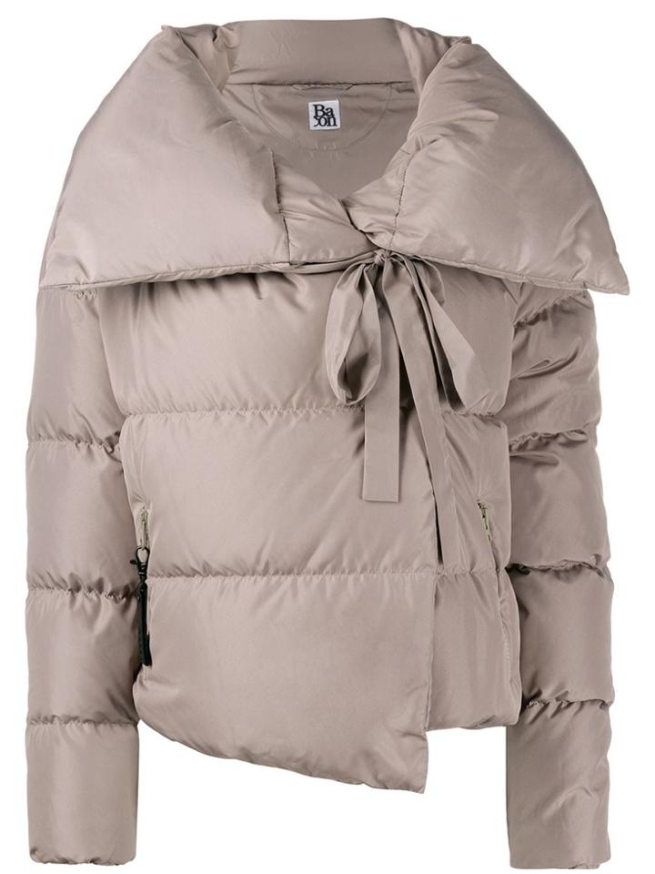 Bacon Oversized Collar Padded Jacket - Grey