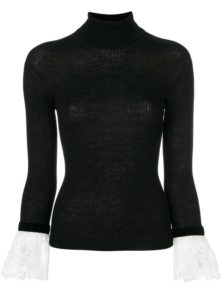 Philosophy Di Lorenzo Serafini - Fitted Knitted Sweater - Women - Viscose/virgin Wool - 42, Black, Viscose/virgin Wool