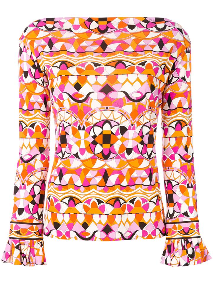 Emilio Pucci Ruffled-cuff Printed Blouse - Multicolour