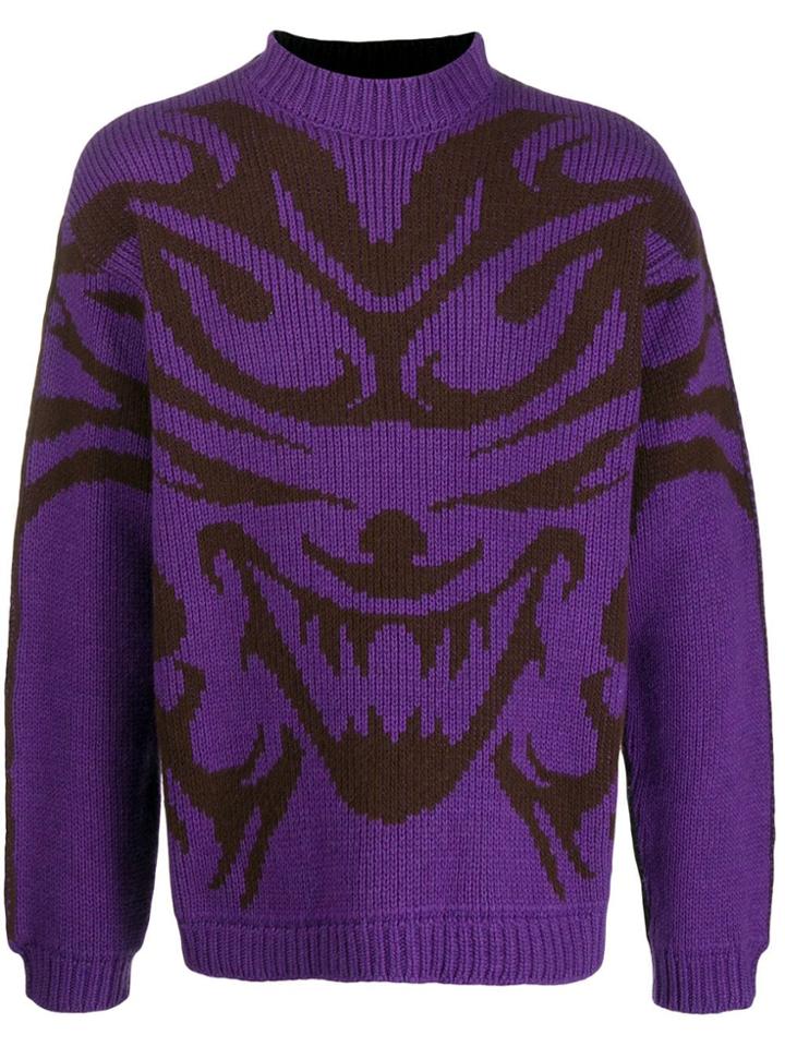 United Standard Dragon Head Intarsia Jumper - Purple