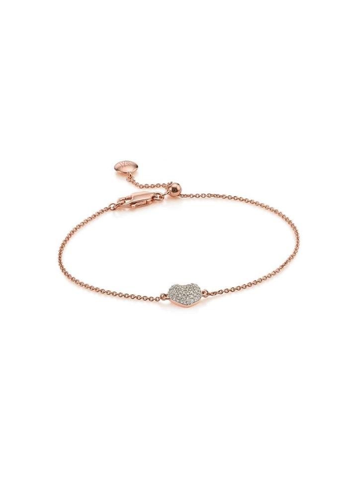 Monica Vinader Nura Diamond Mini Heart Bracelet - Gold
