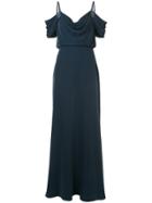 Tadashi Shoji Cowl Neck Cut-out Shoulder Evening Dress - Blue