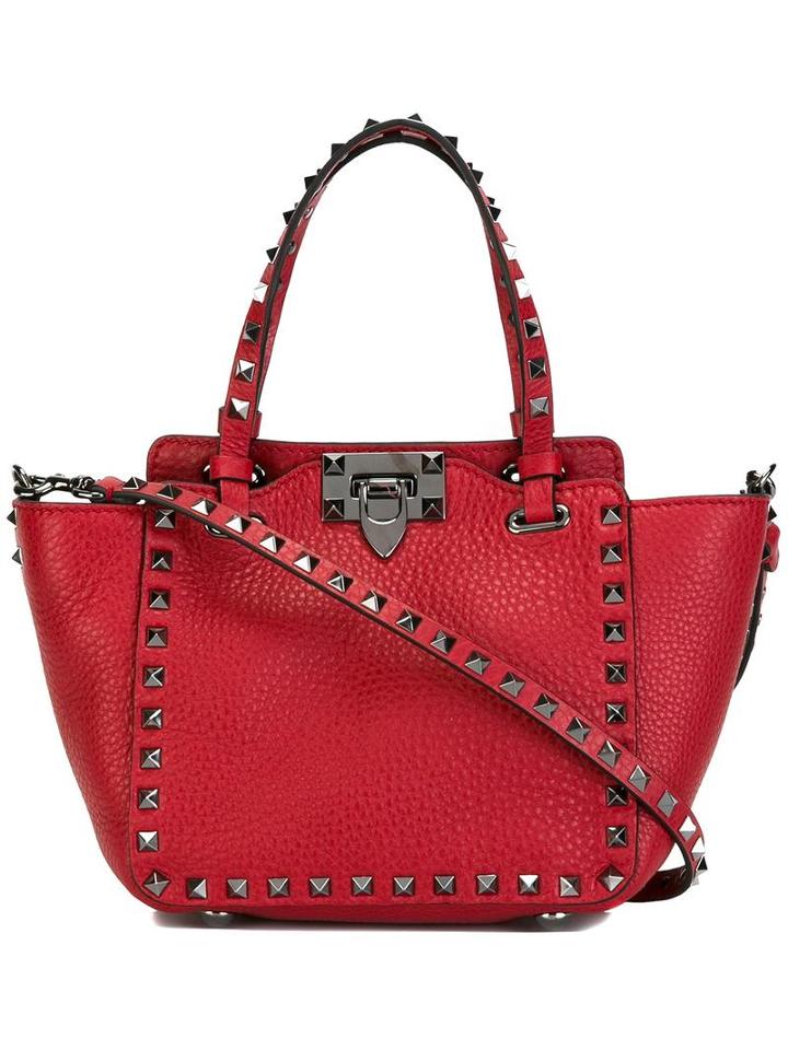 Valentino Valentino Garavani 'rockstud' Trapeze Tote, Women's, Red, Calf Leather/metal (other)