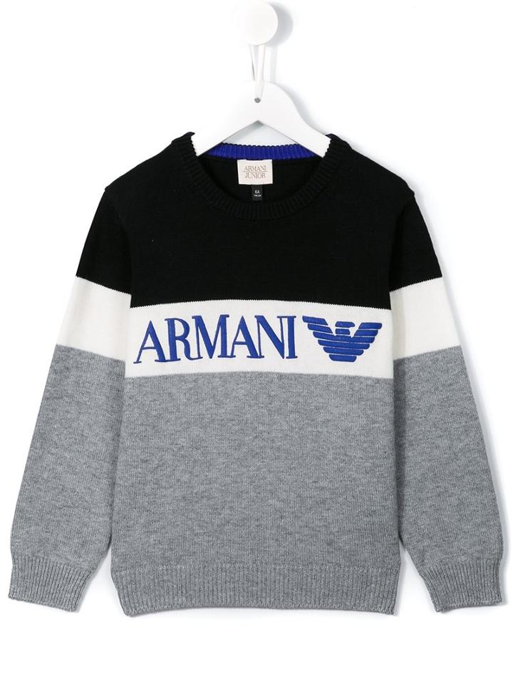 Armani Junior Logo Colour Block Jumper