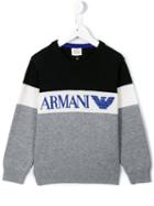 Armani Junior Logo Colour Block Jumper