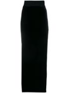 Talbot Runhof Velvet Long Straight Skirt - Black