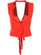Givenchy Satin Lapel Backless Vest - Red