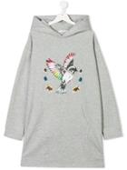 Stella Mccartney Kids Teen Bird Print Hoodie Dress - Grey