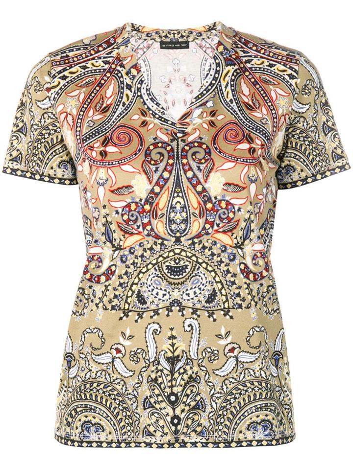 Etro Paisley Print T-shirt - Neutrals