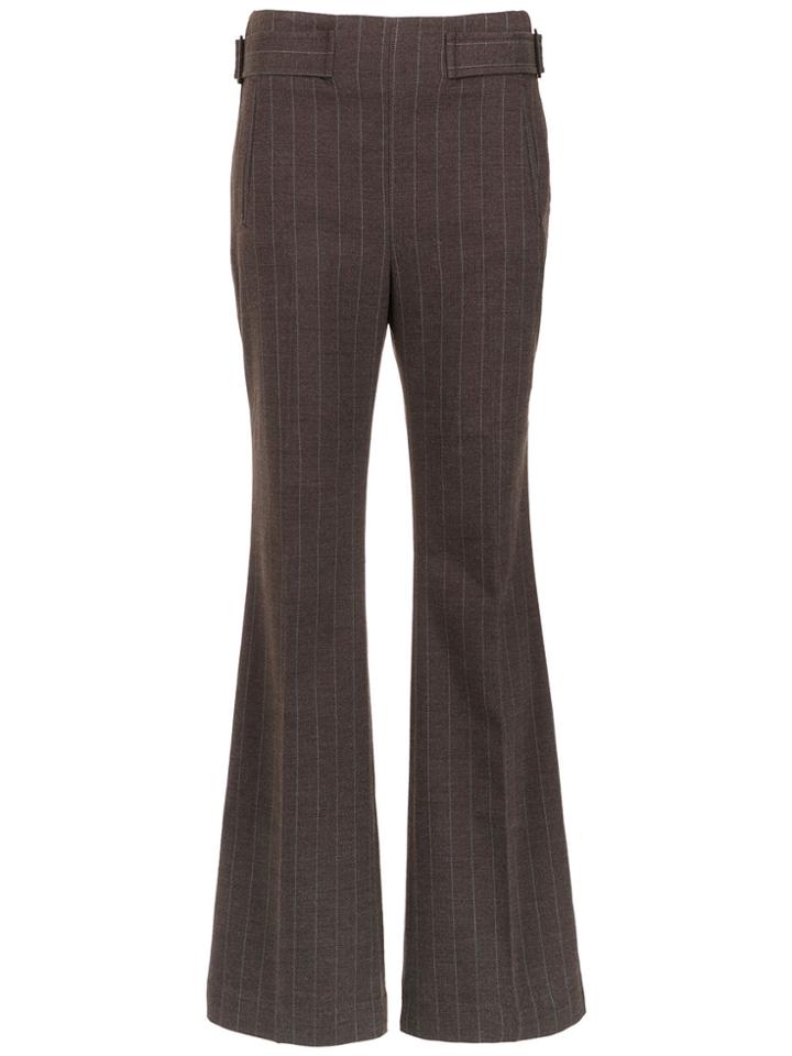 Egrey Pinstripe Flared Trousers - Brown