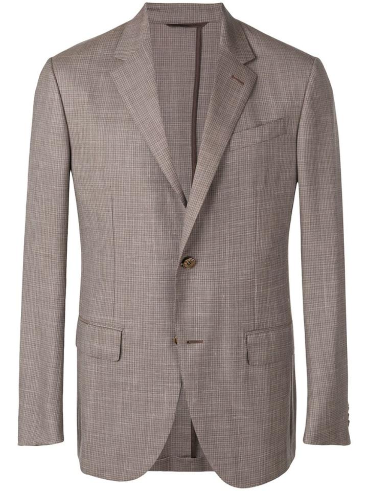 Ermenegildo Zegna Checked Single-breasted Blazer - Brown