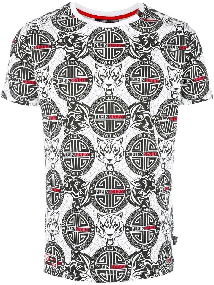 Plein Sport Tiger Print T-shirt, Men's, Size: Small, Black
