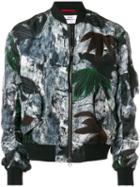 Oamc Painterly Floral Bomber Jacket - Black
