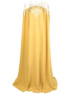 Oscar De La Renta Embroidered Cape Dress - Yellow