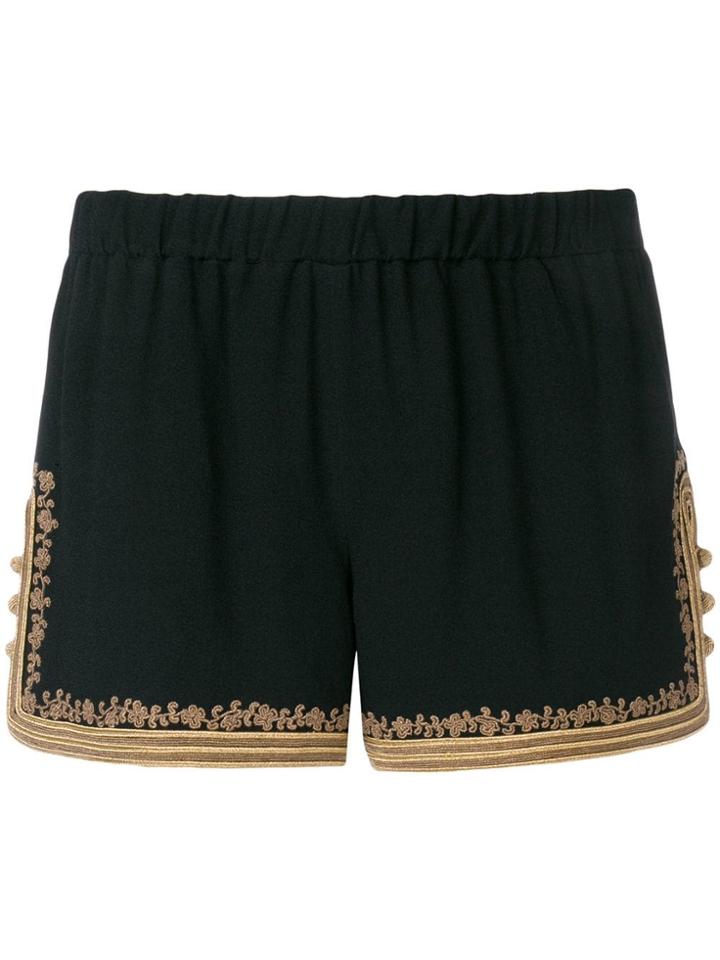 Saint Laurent Embroidered Trim Shorts - Black
