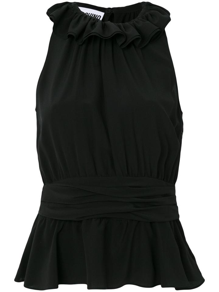Moschino Ruffle Neck Sleeveless Top - Black