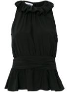 Moschino Ruffle Neck Sleeveless Top - Black