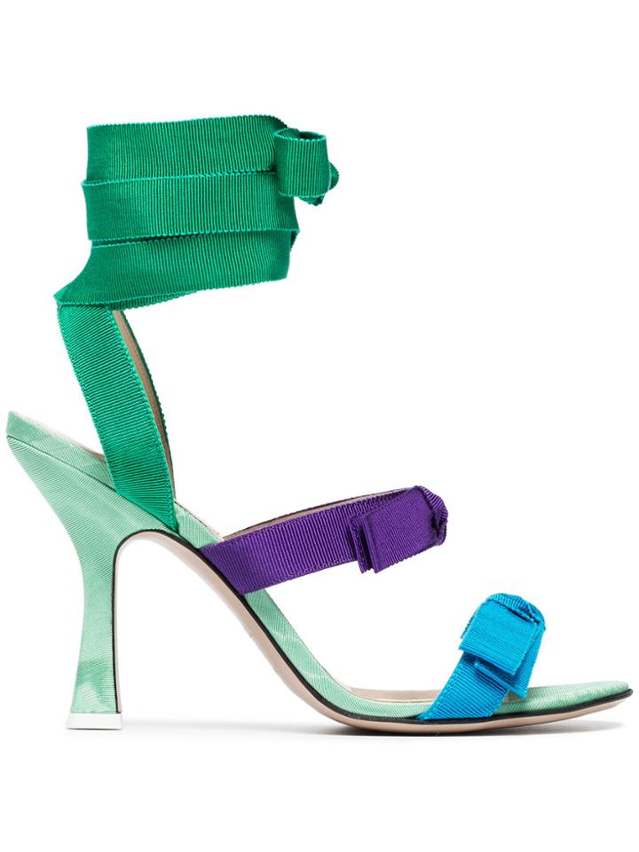 Attico Diletta 100 Ribbon Leather Sandals - Green