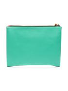 Marni Green And Red Two-tone Leather Zip Pouch