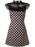 Giamba Lace Collar Floral Print Dress, Women's, Size: 38, Black, Cotton/polyester/acetate