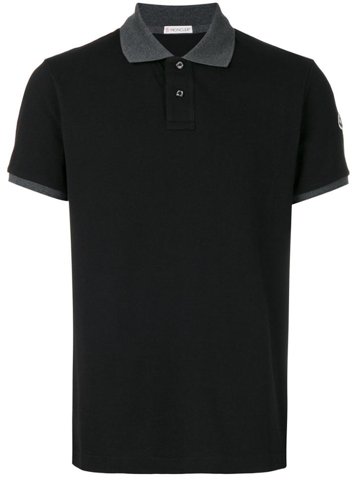 Moncler Contrast Trim Polo Shirt - Black
